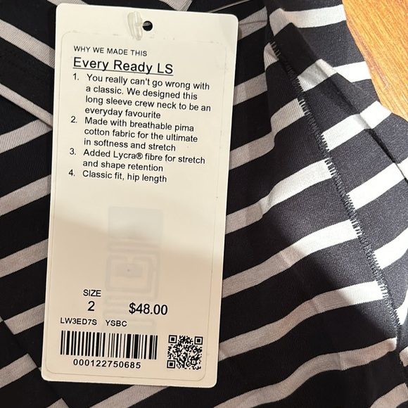 NWT size 2 lululemon every ready long sleeve - Picture 2 of 5